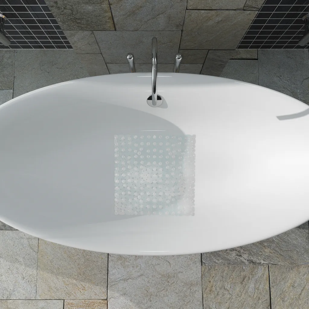 Relaxdays Tappetino Doccia Stone Look Quadrato 53x53cm Antiscivolo