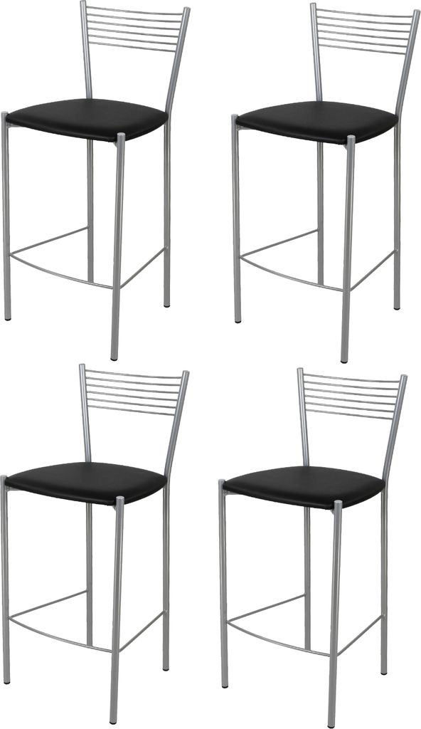 t m c s Tommychairs - 4er Set moderne Barhocker ELEGANCE für Küche und Esszimmer, robustes Gestell aus lackiertem Stahl, Farbe Aluminium, gepolst...