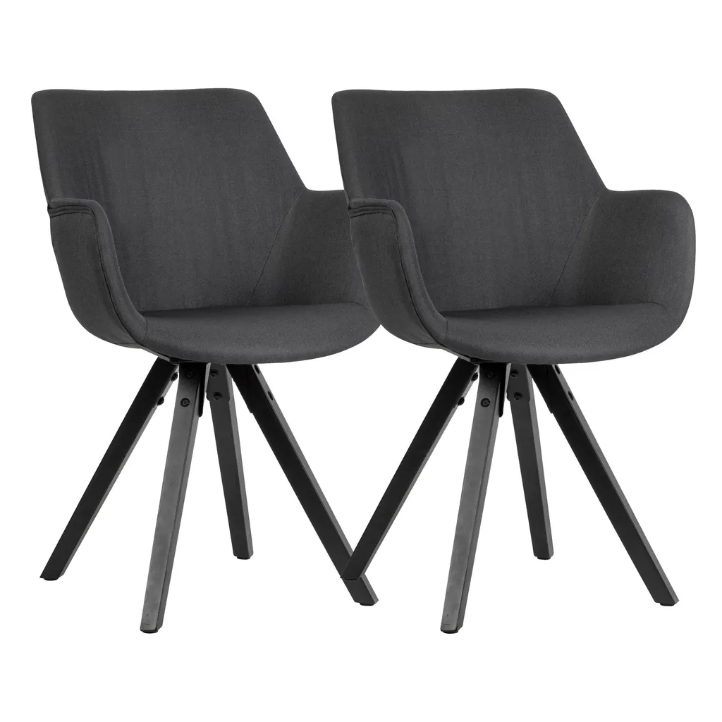 Chaises ergonomiques noires à accoudoirs et structure métal 85cm
