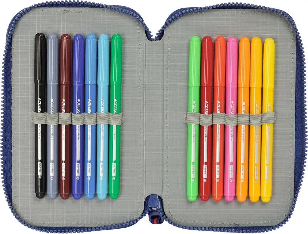Trousse garnie Harry Potter 2 compartiments bleu marine pour l'école