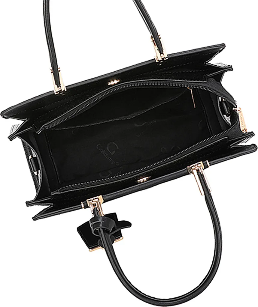 Sac à Main Noir Rigide avec Fermeture Sécurisée et Design de Luxe - 6