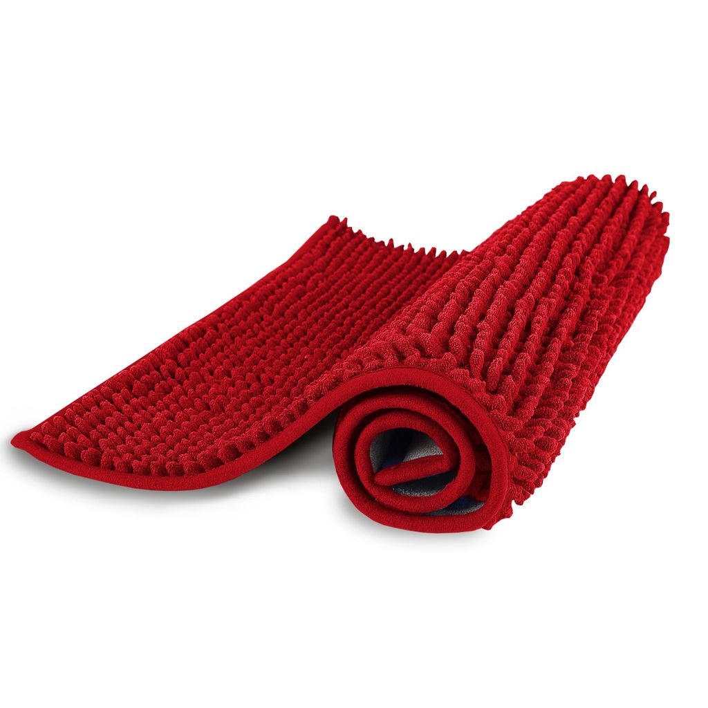 Bestlivings Badematte Chenille Bordeaux 60x90cm, saugstarker Badezimmerteppich rutschhemmend, flauschiger Badvorleger, weiche Hochflor Duschmatte, WC