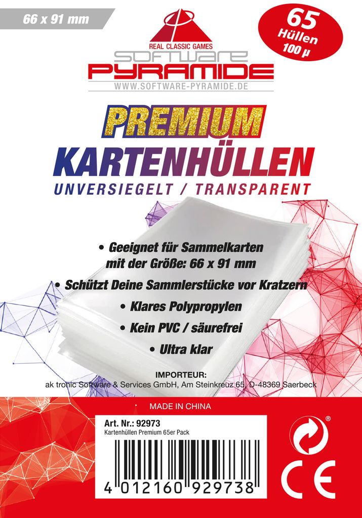 Software Pyramide Kartenhüllen 65er Pack 68x95mm