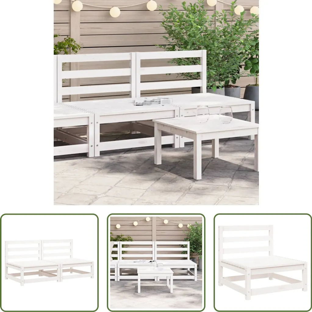 Divani da Giardino Bianchi in Legno Massiccio 2pz - The Living Store