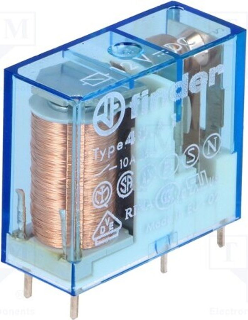 1x Relais: elektromagnetisch USpule : 12VDC 10A/250VAC Mini 40.51.9.012.0000 Ele
