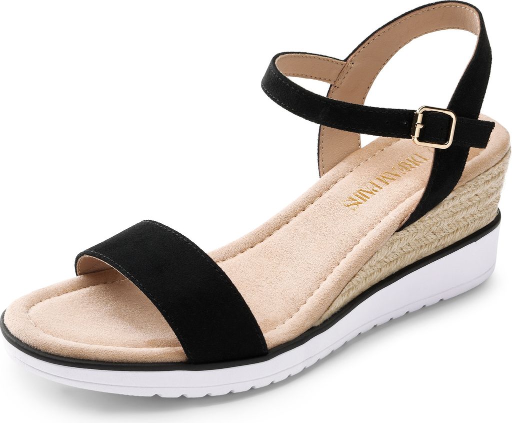 DREAM PAIRS Damen Keilsandalen Klassische Pumps Sandale mit Keilabsatz Sommer,Farbe:SCHWARZ,Größe:38