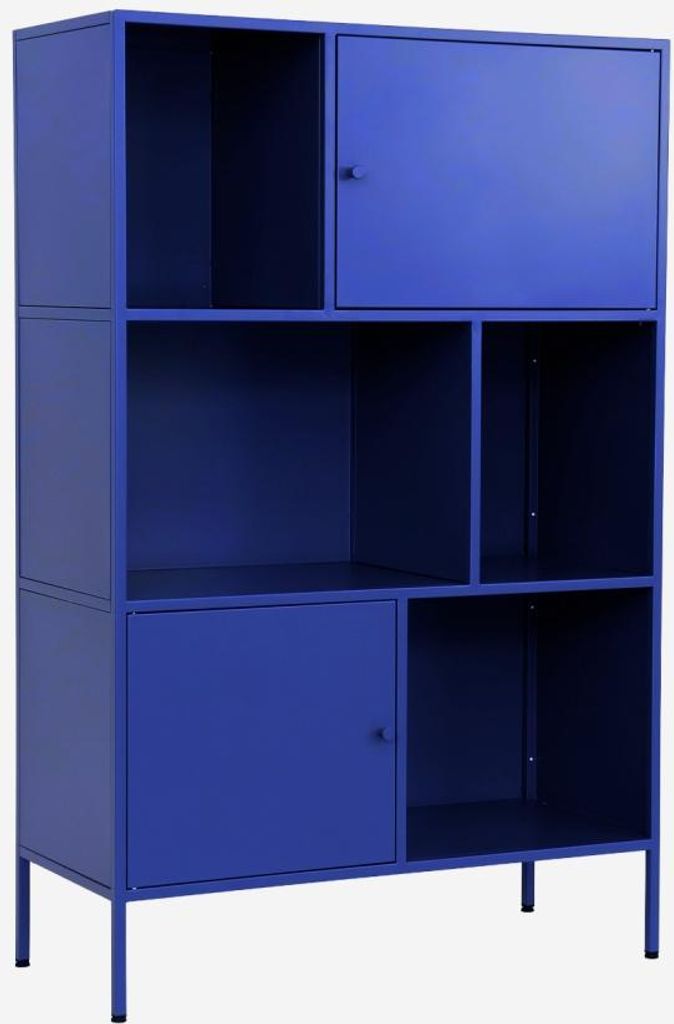 Credenza industriale in metallo con 6 scomparti, Blu Immagine del prodotto 