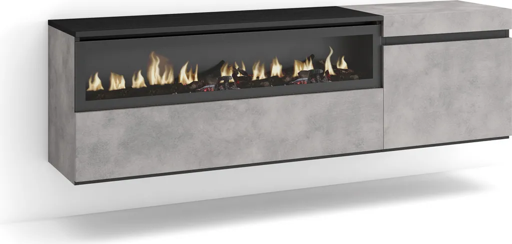 Meuble TV 150cm pour Salon Moderne avec Cheminée Intégrée Murale