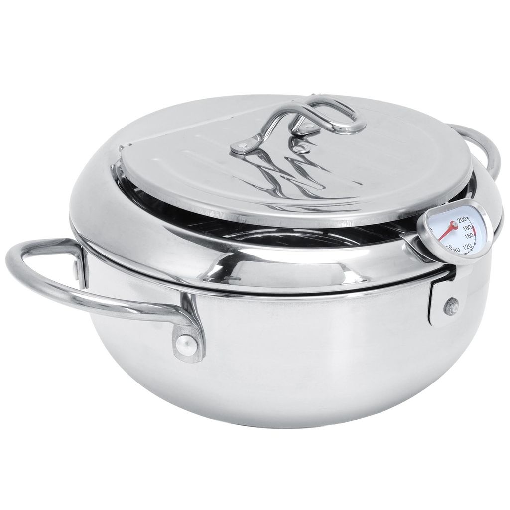 Fritiertopf,Edelstahl-Fritiertopf,Edelstahl-Fritiertopf mit Thermometer,Fritiertopf mit Thermometer,Japanischer Fritiertopf,Japanischer Tempura-Fri...