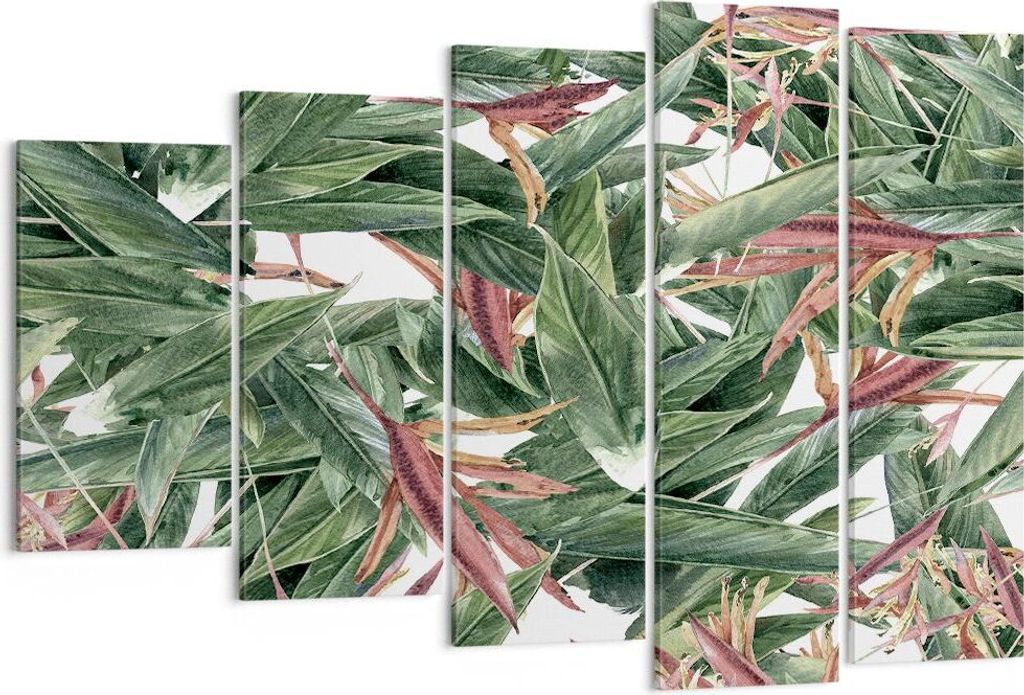 Bild auf Leinwand - Leinwandbild - Pflanze Blatt Blume - 150x100cm - Wand Bild - Wanddeko - Leinwanddruck - Bilder - Kunstdruck - Wanddekoration - ...