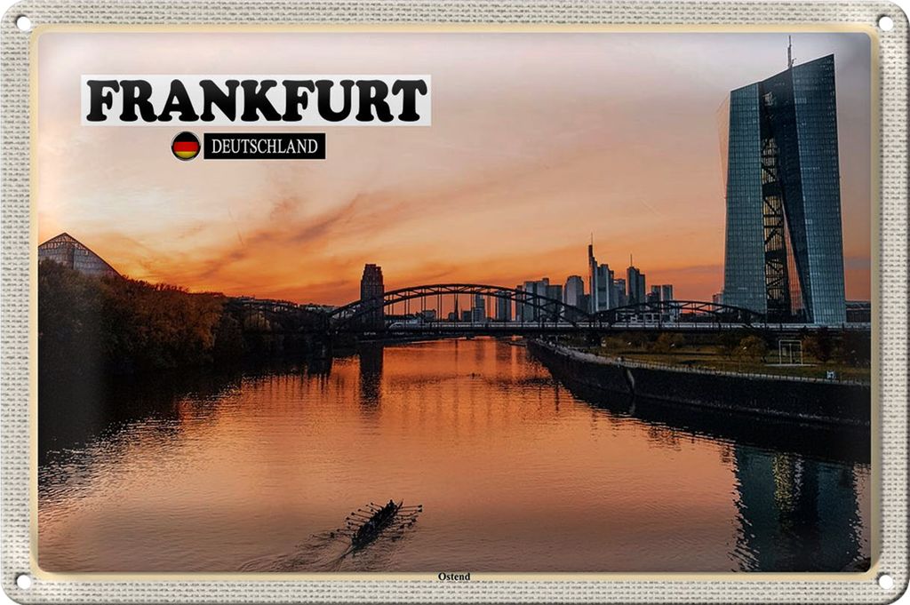 Blechschild Städte Frankfurt Ostend Rhein Neubau 30x20cm