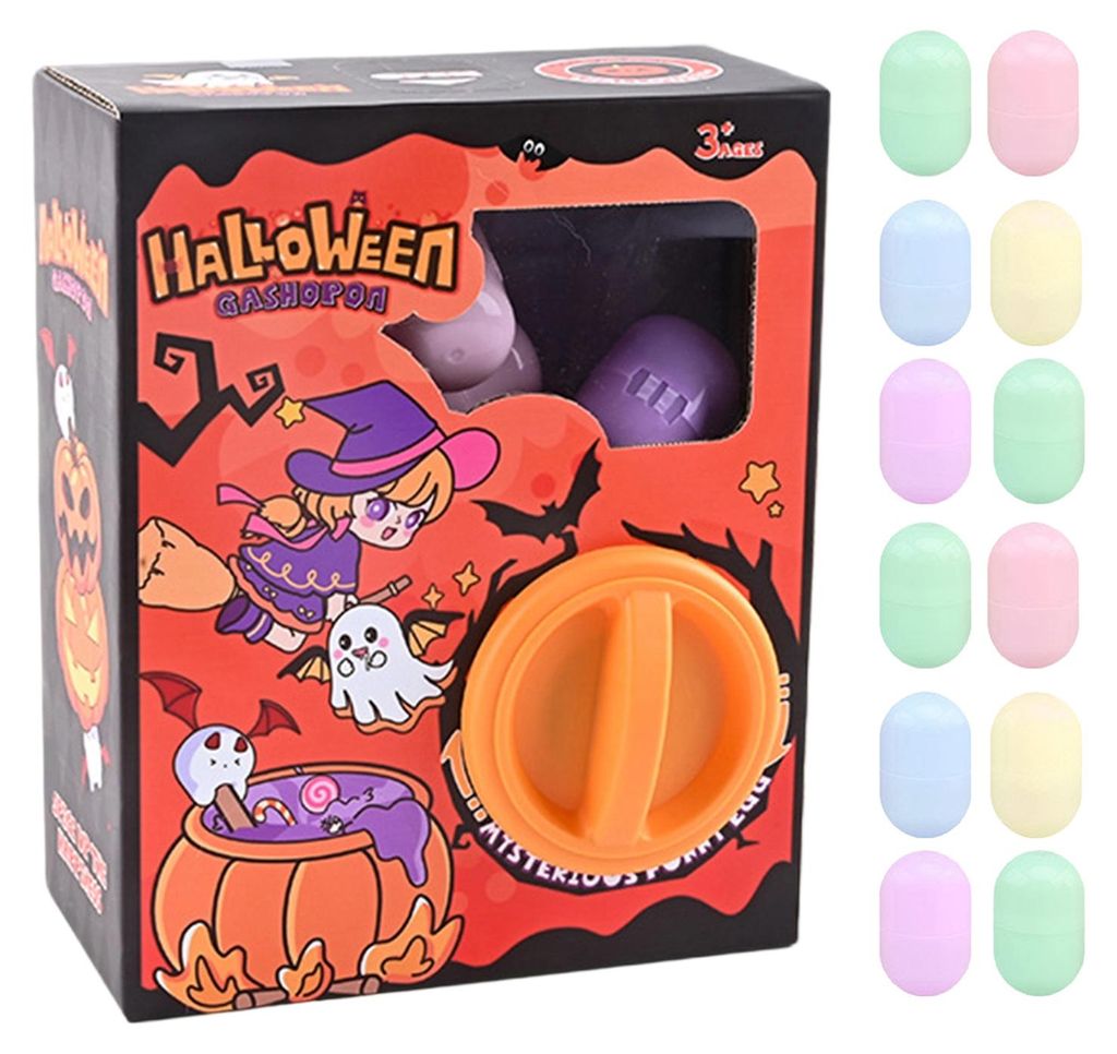 Halloween Mini-Kapselspielmaschine 6/12/16 Zufällige Überraschungseier Niedliche Cartoon-Gashapon-Maschine Mini-Rundkapsel Geschenk für Kinderga...