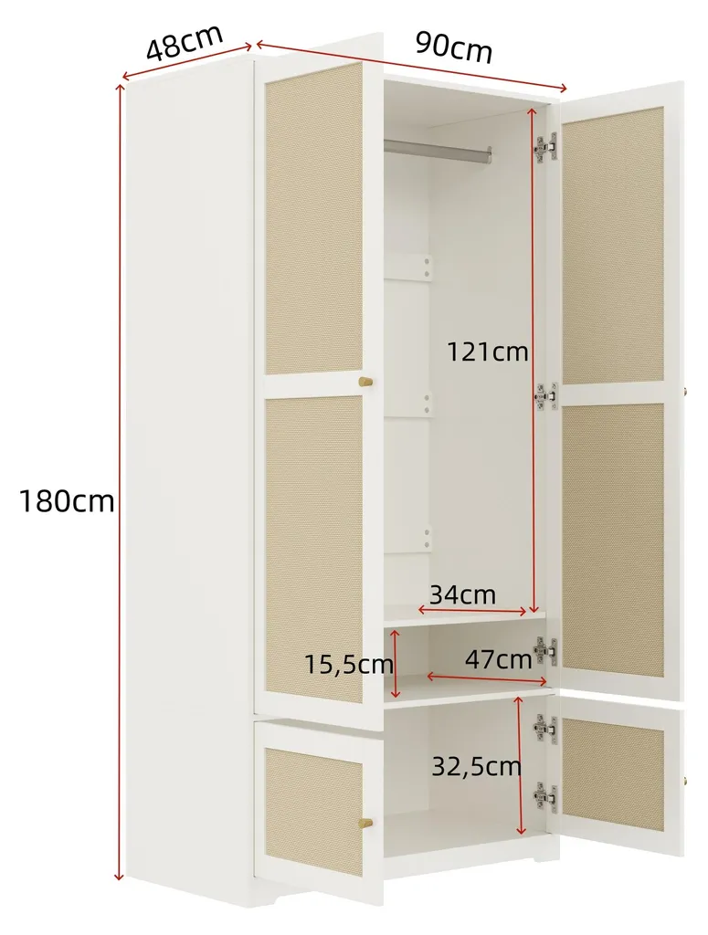 Armoire d'angle Flieks blanche : solution gain de place en rotin - 5