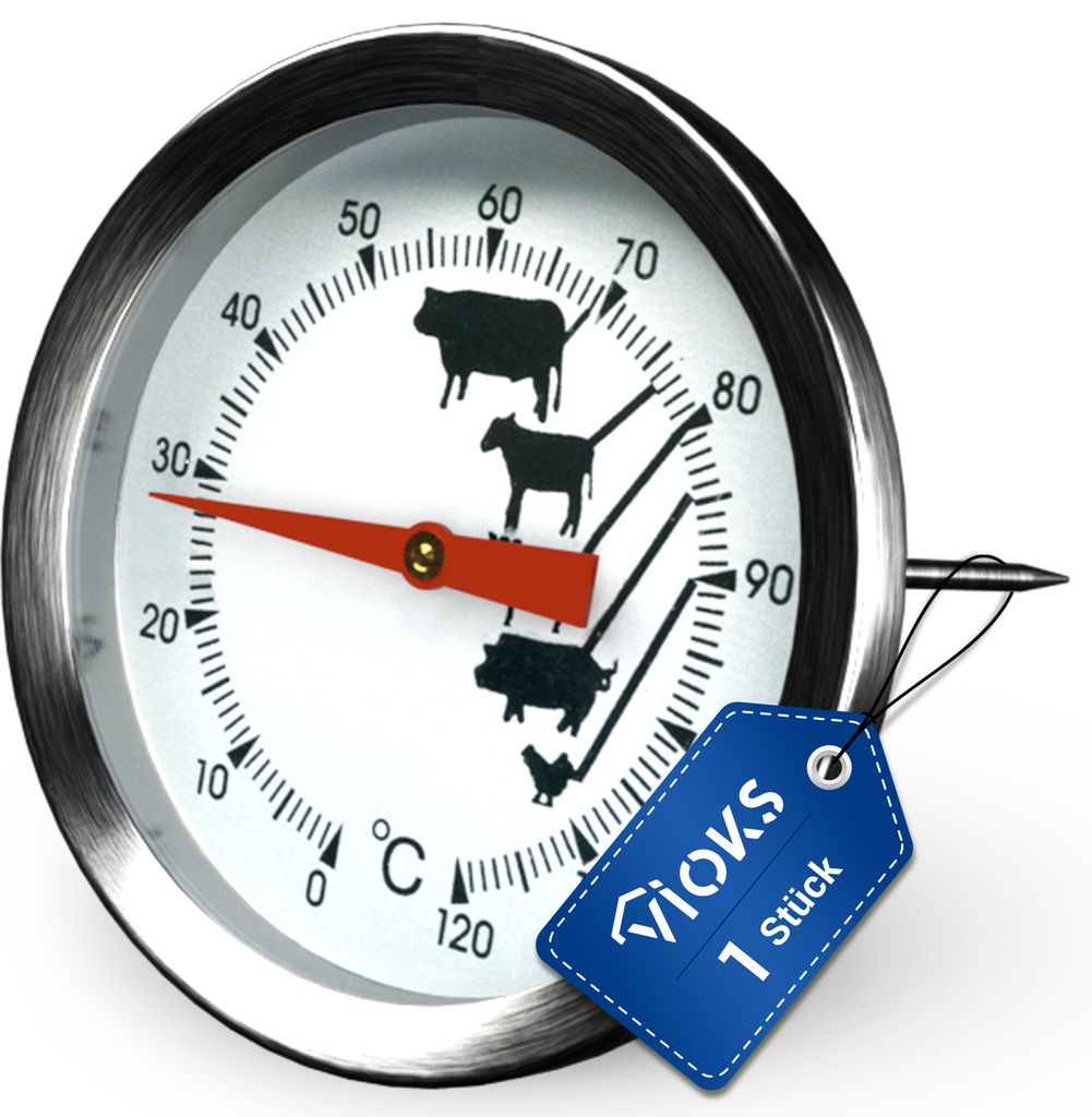 Einstechthermometer Fleischthermometer Grillthermometer 0 bis +120°C für Backofen