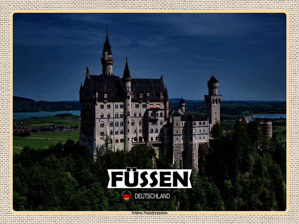 vianmo Holzschild 30x40 cm Füssen Schloss Neuschwanstein Bildmotiv Reisemotiv Abenteuer Reisen