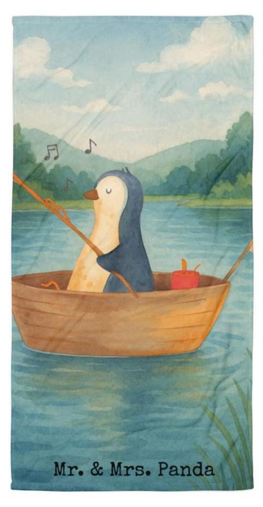 Mr. & Mrs. Panda Strandtuch Pinguin Angelboot Design - Weiß - Geschenk, Badehandtuch, Genießen, Frottee-Handtuch, Boot, Scheidung, Optimistisch, ...