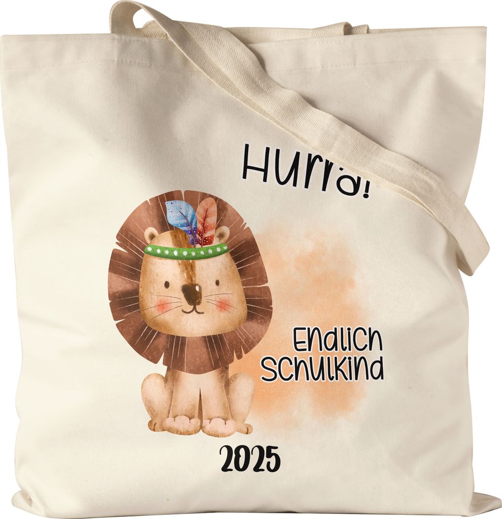 Endlich Schulkind 2025 Löwe Jutebeutel Süßes Eichhörnchen Einschulung Geschenk Schulanfang Schuleinführung