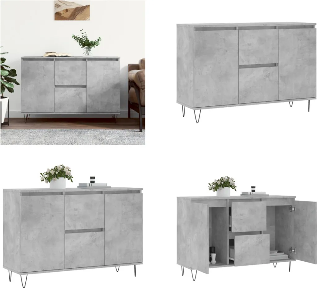 Credenza vidaXL Effetto Cemento 104 cm - Madia Design Industriale