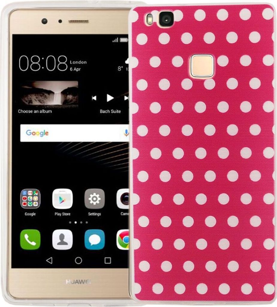 Handy Hülle für Huawei P9 Lite Cover Case Schutz Tasche Motiv Slim Silikon TPU Polka Dot Pink