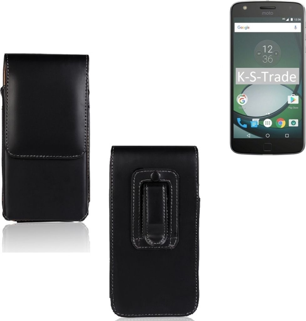 K-S-Trade Gürteltasche kompatibel mit lenovo Moto Z Play Schutz-Hülle Handy-Hülle mit Magnetverschluss Holster in schwarz