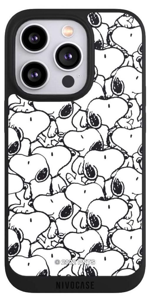 NIVOCASE Handyhülle für Apple iPhone 14 Pro Hülle NIVOpure Case Schwarz Muster Peanuts Snoopy