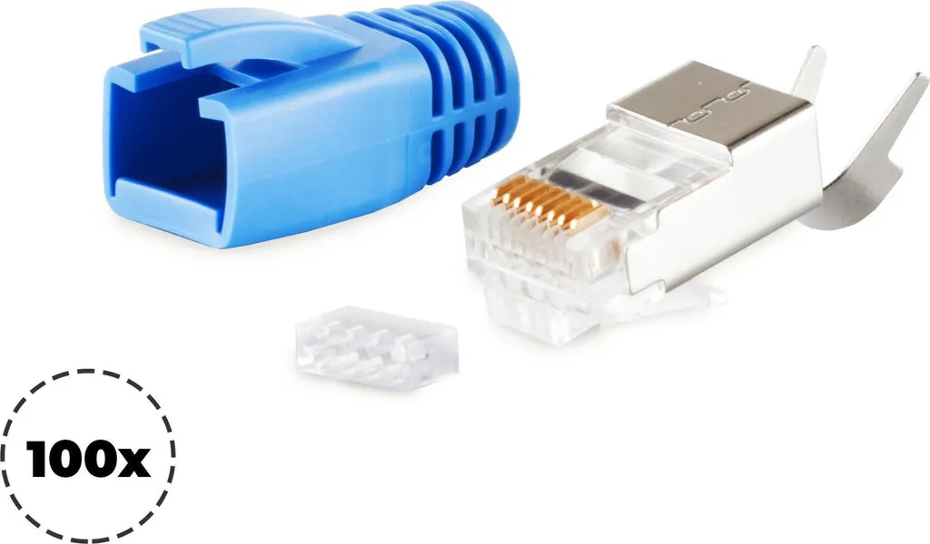 Connecteur RJ45 shiverpeaks AWG 23 avec Décharge de Traction Bleu x100