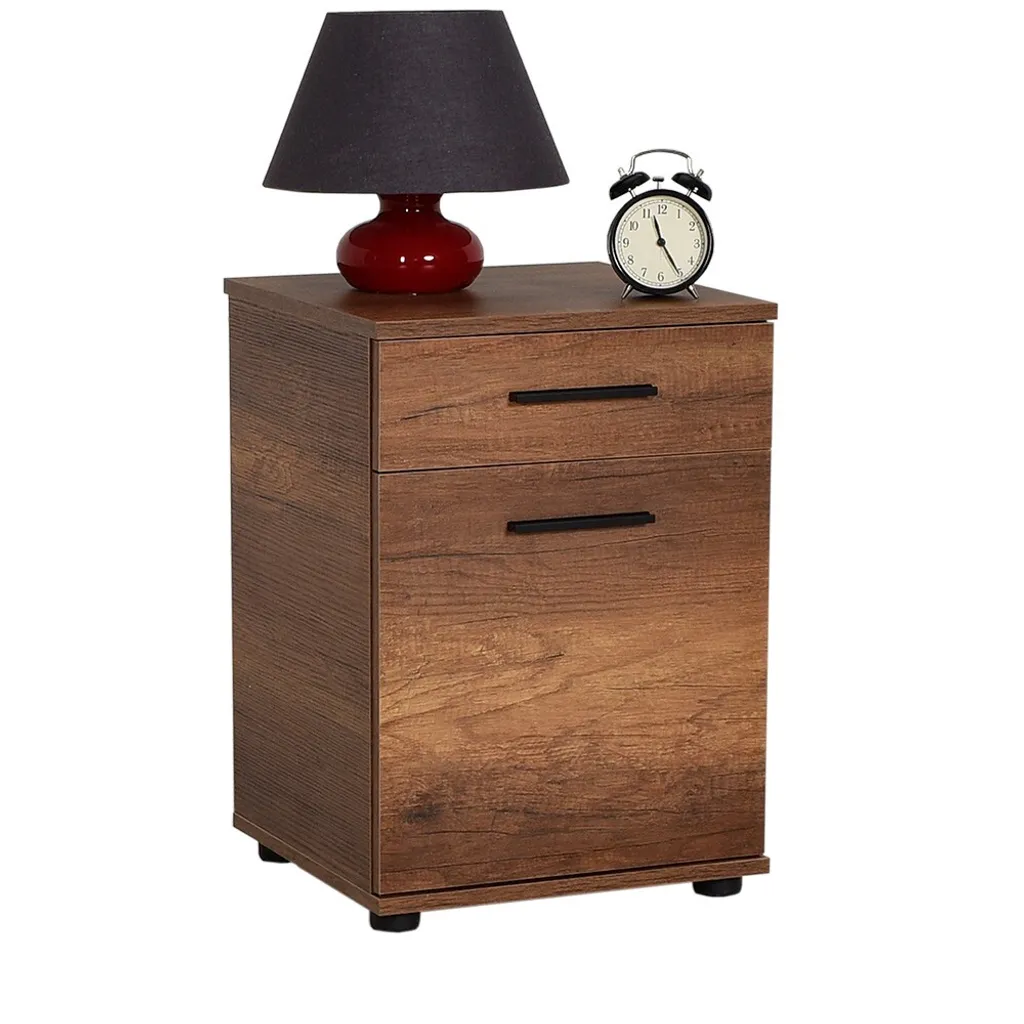 Table de nuit Oslo résistante en mélamine pour un rangement durable