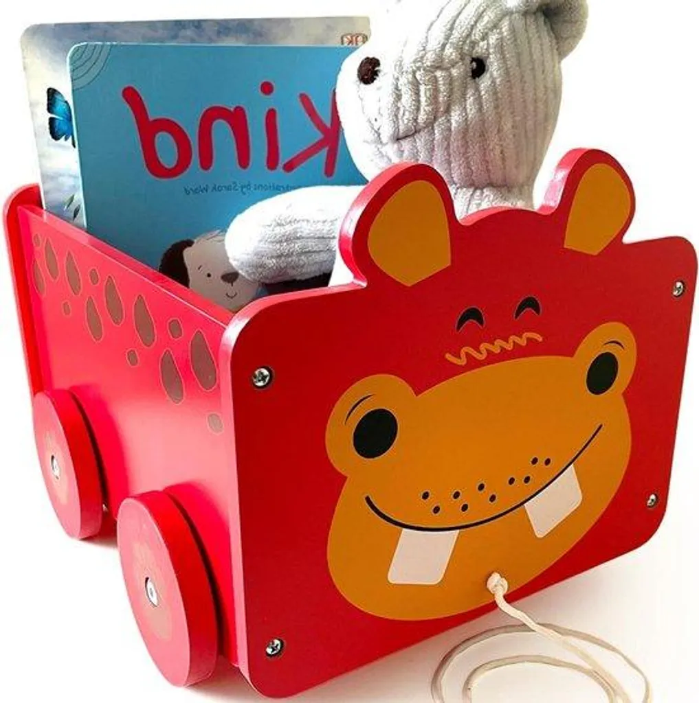 Chariot de rangement jouets en bois - Bac à jouets mobile multifonction
