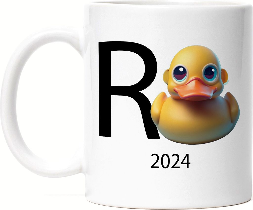 R Ente 2024 Tasse Weiß Rente Geschenk Ruhestand Quietscheente Wortwitz