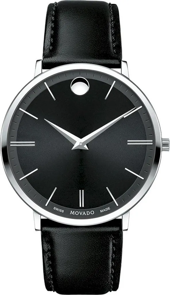 Montre en Acier Noir Movado 607086 - Cadran Épuré et Verre Saphir Homme