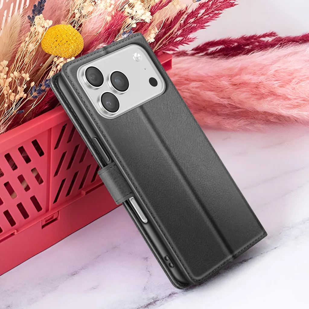 Zanaé, custodia a portafoglio per iPhone 17 Pro con patta magnetica, nero - 4