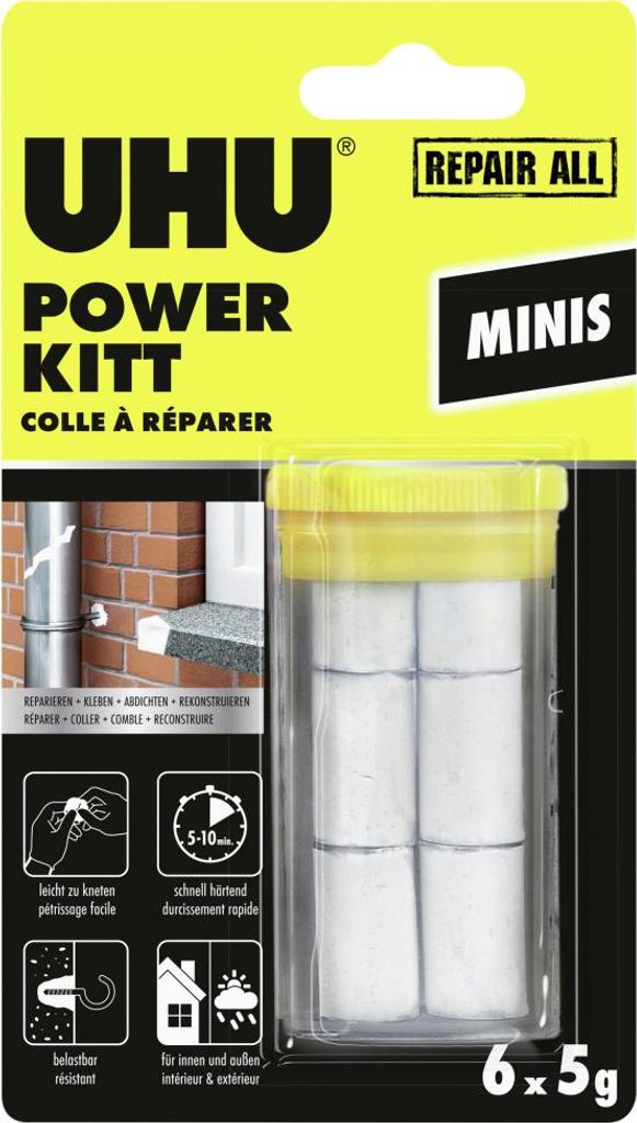 UHU Klebstoff Klebeknete Powerkitt Minis 6 x 5 g