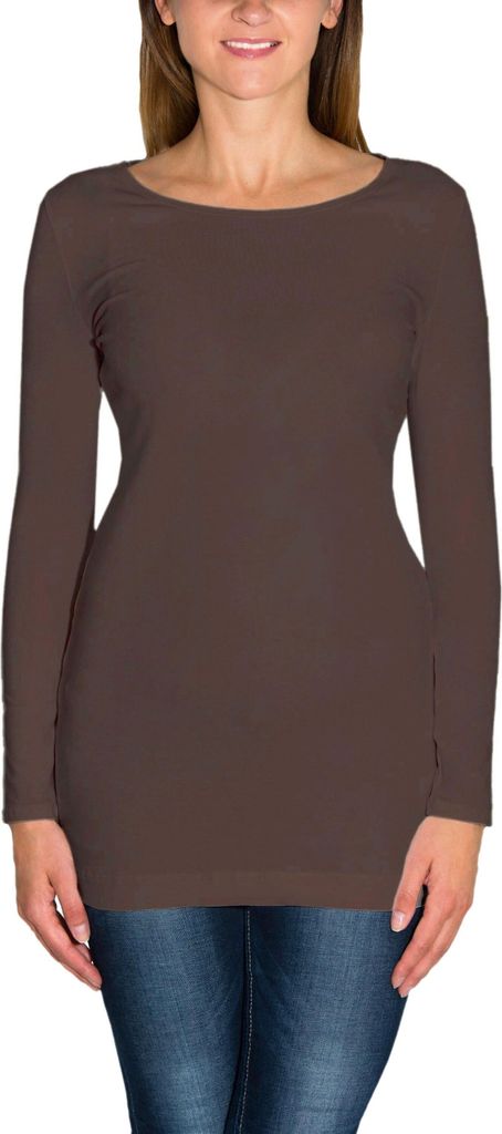 Alkato Damen Langarm Longshirt  Langarmshirt Tunika Basic Produktbild 