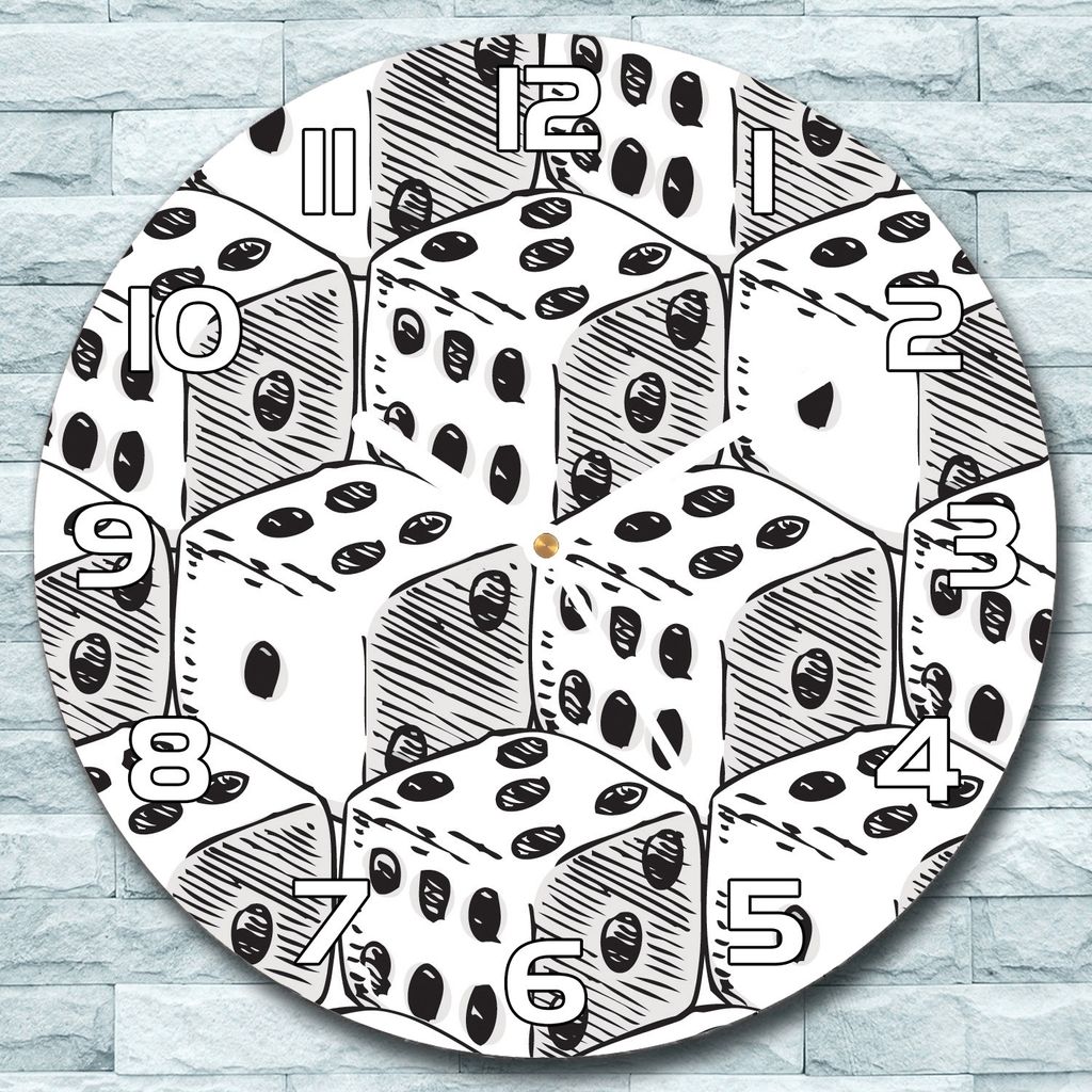 Wanduhr aus Glas Rund fi 30 Würfel Vintage Retro Quarz Deko Schlafzimmer Büro