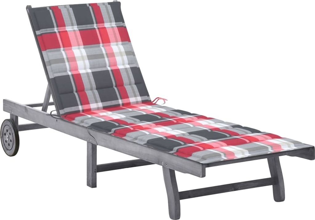 Maison Exclusive Sonnenliege mit Auflage Grau Akazie Massivholz