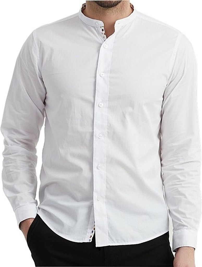 Yves Enzo Herrenhemd Weiß mit Pünktchen-Applikation 116-1 3XL