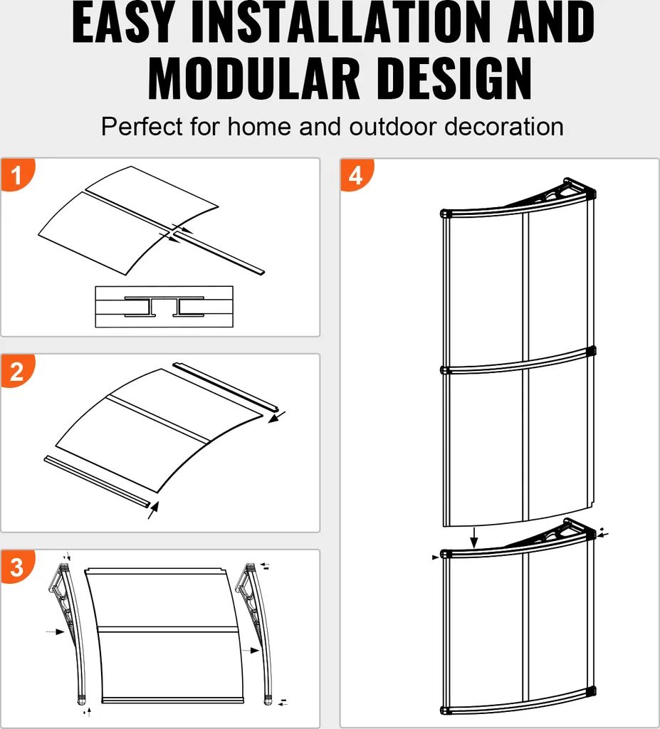 SucceBuy tenda da sole per finestre e porte, tenda da sole per patio esterno da 38 x 117 pollici, pellicola di protezione solare UF50+ PC, parasole trasparente impermeabile per la protezione da raggi UV, pioggia e neve - 3