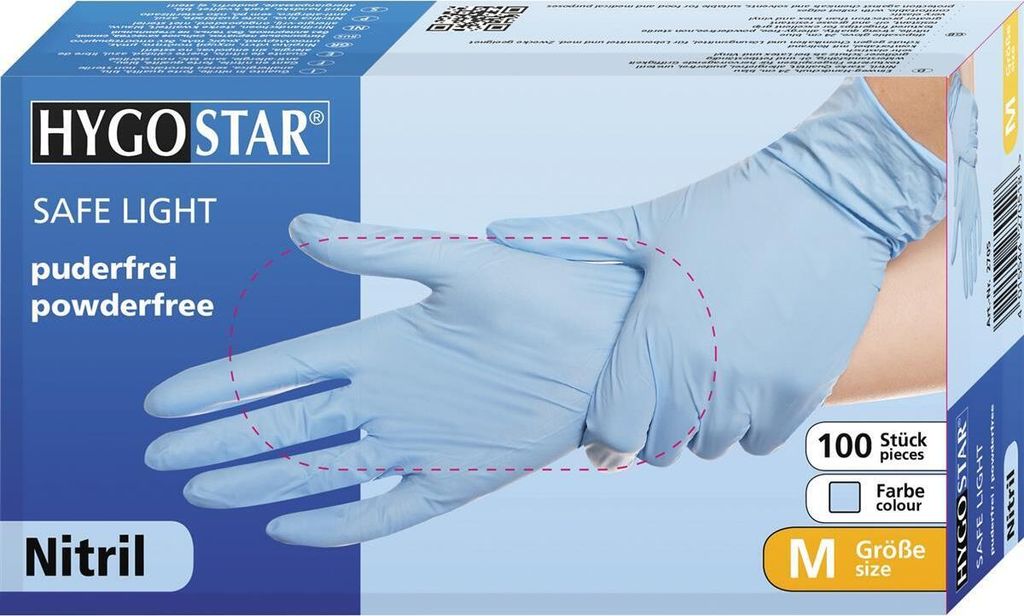 Rękawice nitrylowe Hygostar 2706 100 Safe jasnoniebieskie Zdjęcie produktu 
