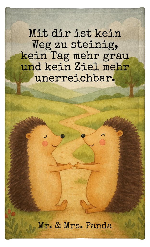 Mr. & Mrs. Panda Handtuch Igel Liebe Design - Weiß - Geschenk, Gäste-WC, Frotteehandtuch, Frotteetuch, frottierhandtuch, Klein, Verheiratet, Freu...