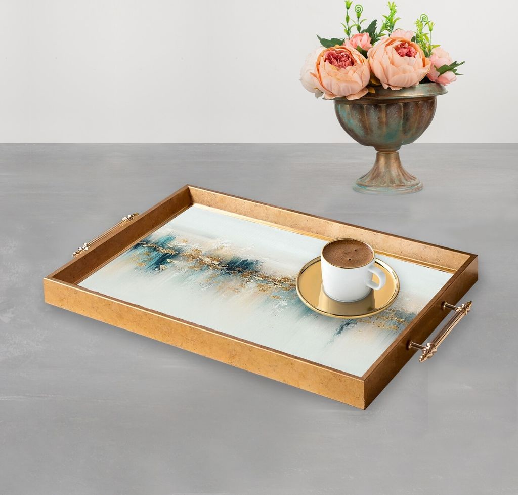 Evila Originals, TPEA9839, Tablett, Mehrfarbig, 100 % GLAS, 50 x 29 x 3,5 cm