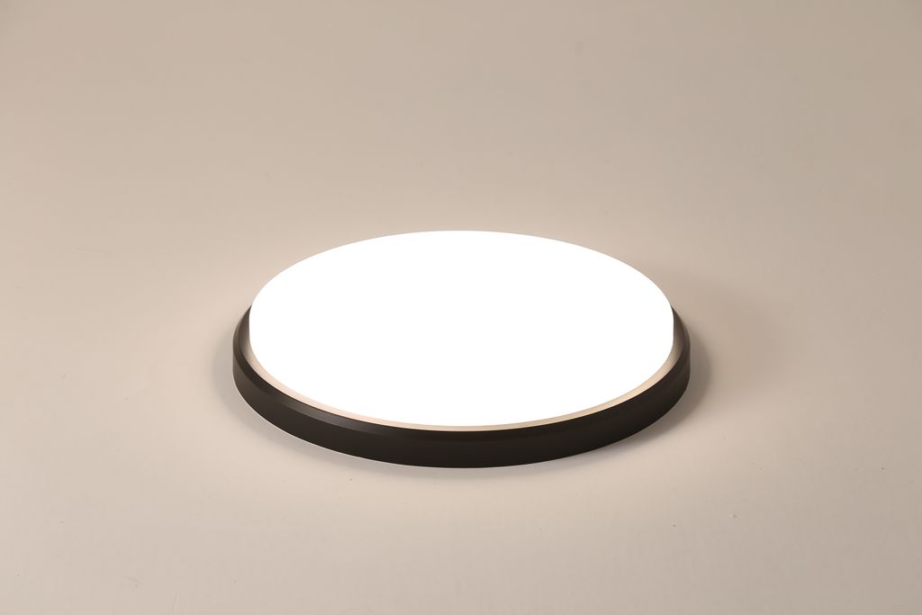 LED Deckenleuchte 24W Flach Deckenlampe Schwarz Moderne Rund Leuchte Neutralweiß Licht 4000K, für Küche Balkon Flur Schlafzimmer Keller Ø30x6cm