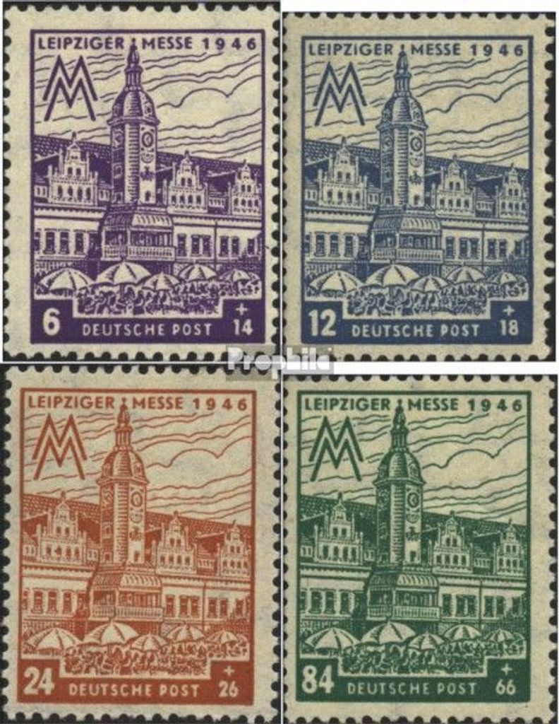 Briefmarken Sowjetische Zone (All.Bes.) 1946 Mi 162A Y-165A Y (kompl.Ausg.) postfrisch Leipziger Messe