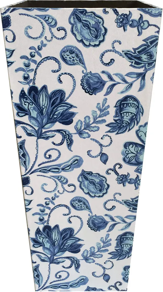 Porte-parapluie Décoratif pour Entrée en Toile et Bois Bleu et Blanc