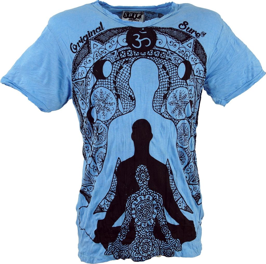 Sure Herren T-Shirt Meditation Buddha - Hellblau, Baumwolle, Größe: M