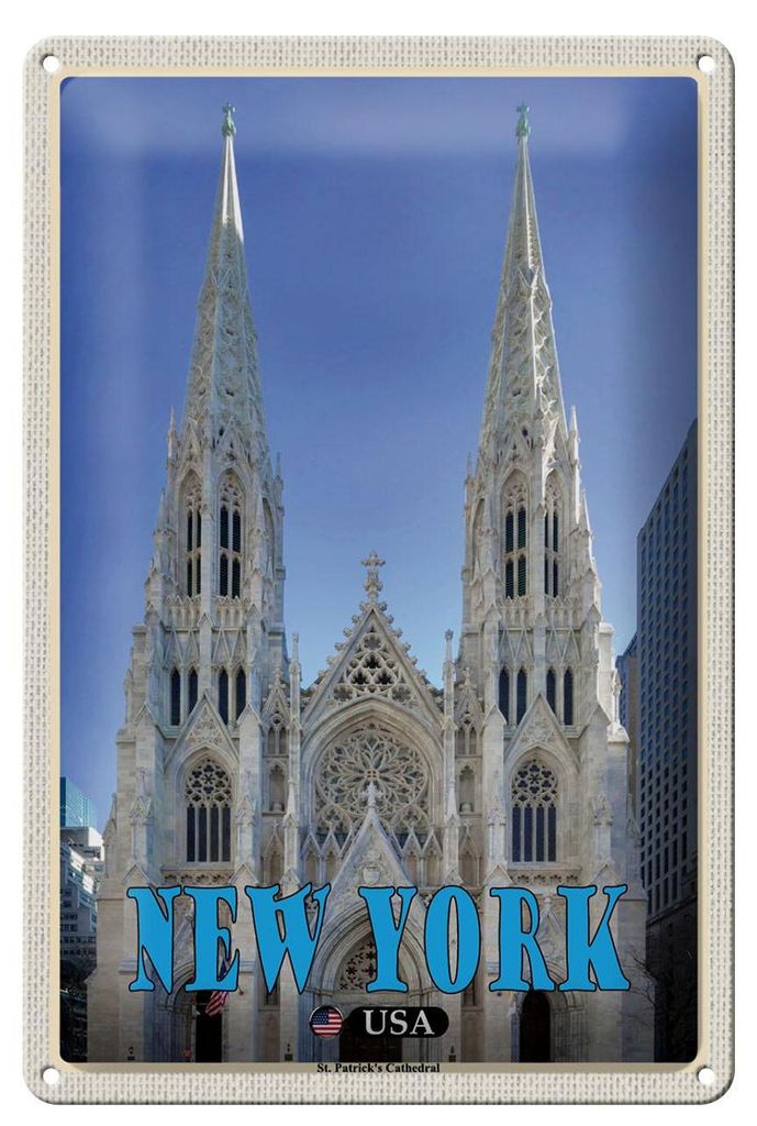 Blechschild Reise 20x30cm New York USA St. Patrick's Cathedral