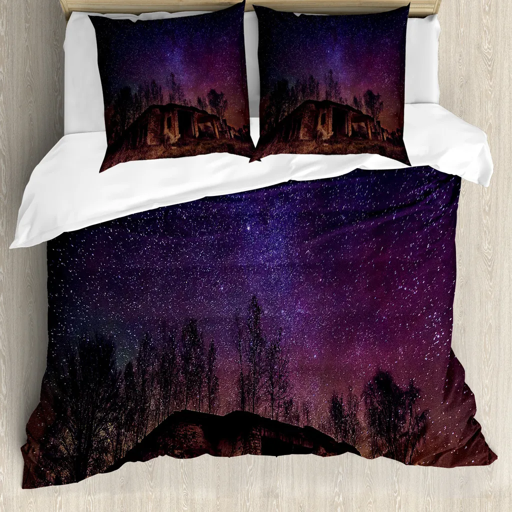 Parure Copripiumino Galaxy Moderno - 155x220 Marrone Viola Elegante