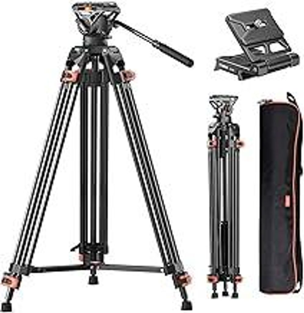 COMAN 186CM Stativ Kamera - Aluminium Mit Camera Tripod 360° Flexibles Schwenken & +90°/-70° Neigen, Video Stativ Kompatibel Mit DJI Rs Köpfen,...