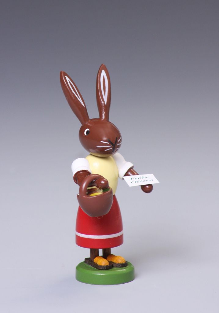 Thomas Preißler Erzgebirge Osterhase 10 cm, Motiv:Häsin mit Handkorb