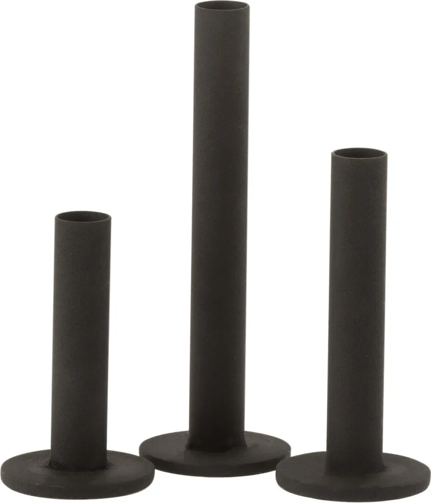 Bougeoir en Métal Noir Mat J-Line Set de 3 avec Finition Artisanale