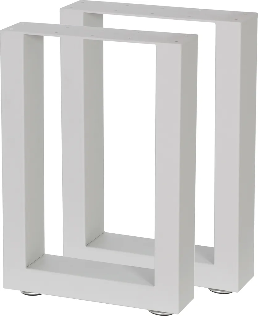 Pieds de Table Anti-Vibration Gris Clair - Kit de 2 Patins en Métal